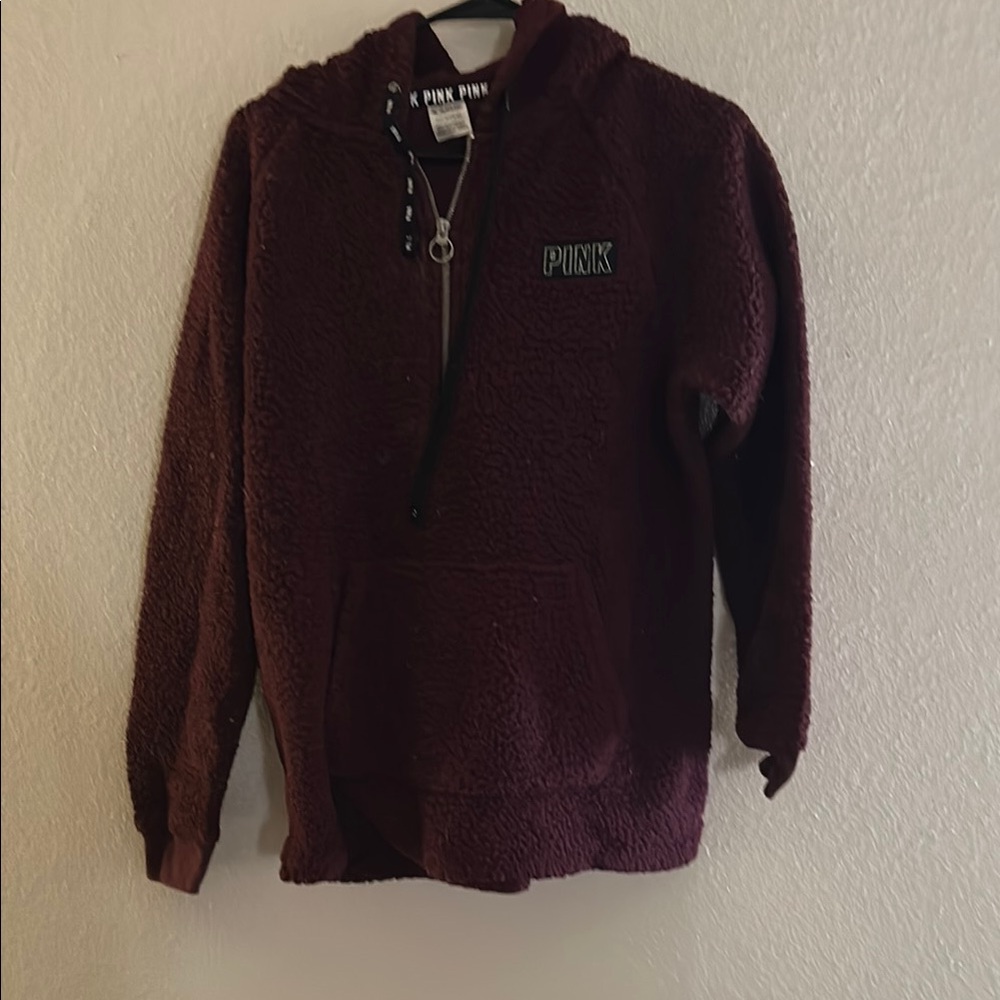 PINK Maroon Fleece Hoodie